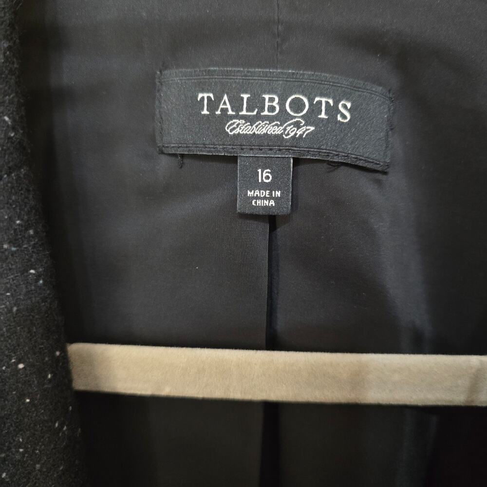 Talbots Petites Speckled Black 2 Button Wool Blend Blazer Jacket Size 16 - Picture 3 of 4